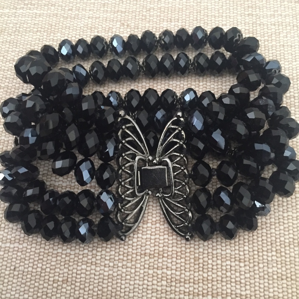 Black Beaded Bracelet